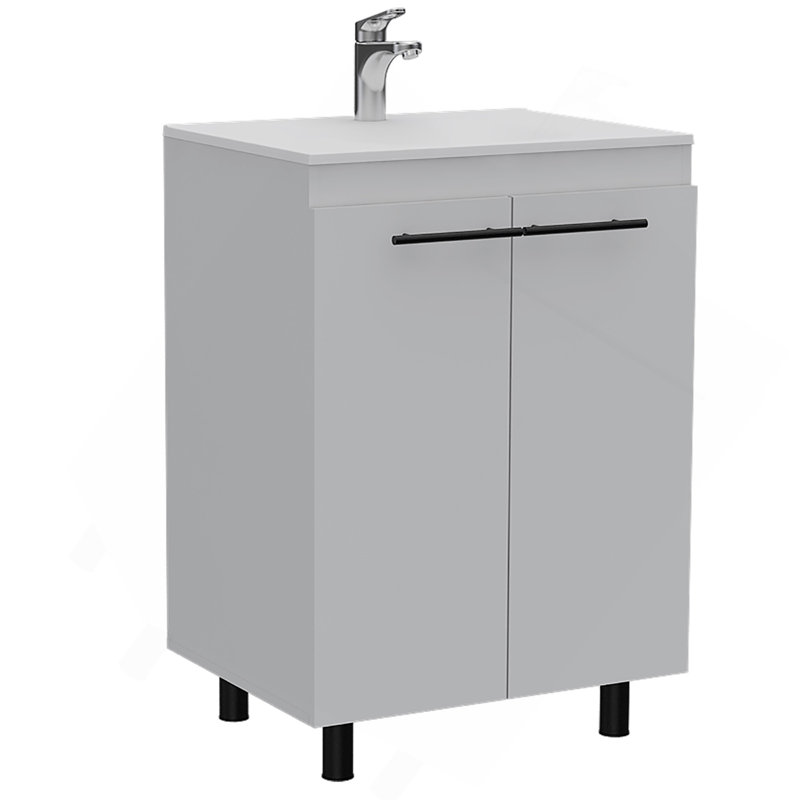 Armoire de meuble-lavabo autoportante 60 "avec division Selma, Blanc
