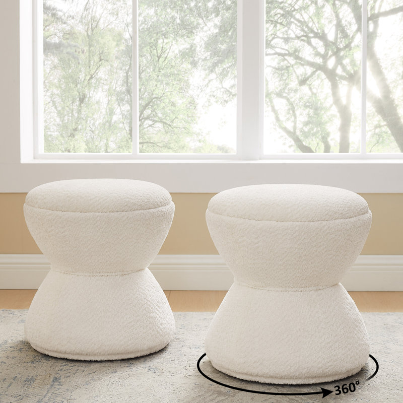Kadenn Upholstered Swivel Ottoman, White