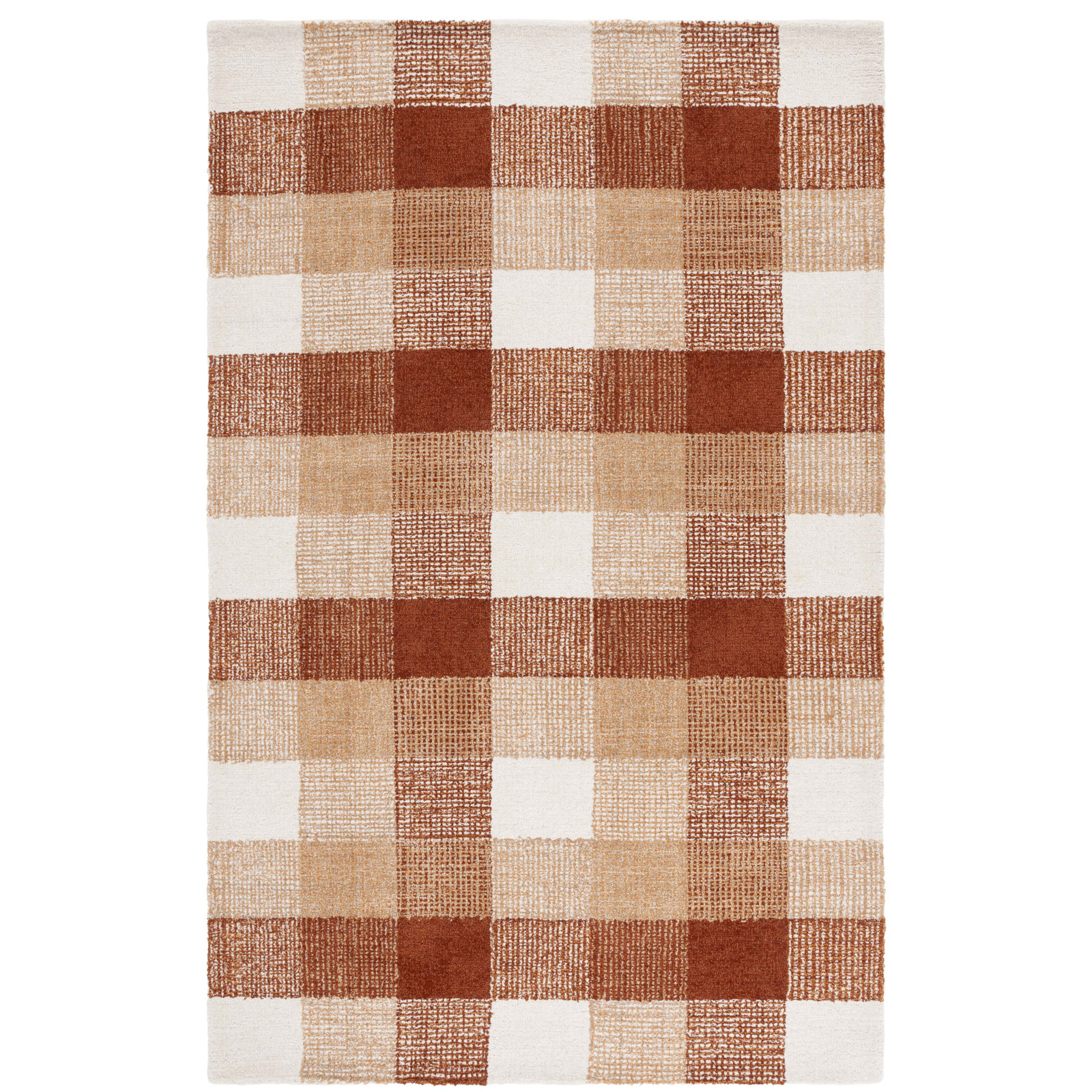 Genre Hand Tufted Wool;Cotton Plaid Rug, Runner 2'3" x 8'