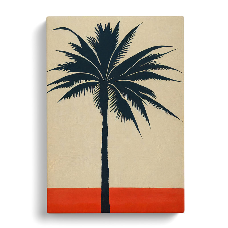 Palm Tree Sgraffito - Wrapped Canvas, 76cm H x 50cm W x 3cm D