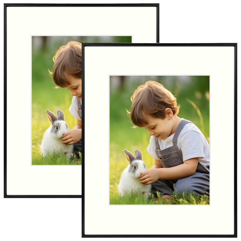 Drennon Metal Picture Frame with Mat, Black, 16" x 20" Matted to 11" x 14"
