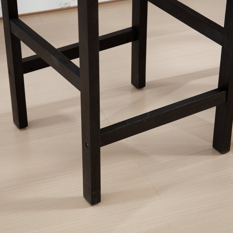 26'' Counter Height Bar Stools Modern Counter Stools With Backs And Footrest Faux Leather Island Chairs, Farmhouse Wooden Stools For Kitchen Counter Island Home Bar