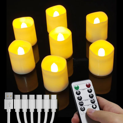 Rechargeable Led Tea Lights, 6 Packs Battery Tea Lights with Remote Timer, Rechargeable Flameless Candles with USB-C Cable for Home Room Bedroom Halloween Christmas Decorations
