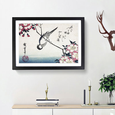 Great Tit on a Cherry Blossom by Utagawa Hiroshige - Picture Frame Painting Print