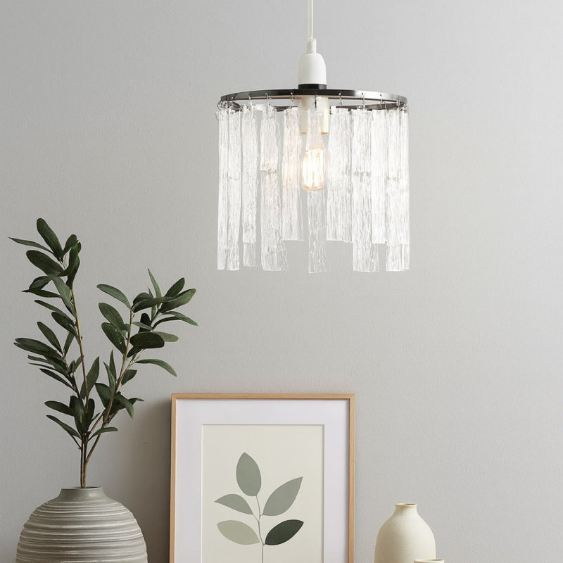 20cm H Acrylic Round Pendant Shade ( Screw On ) in Clear