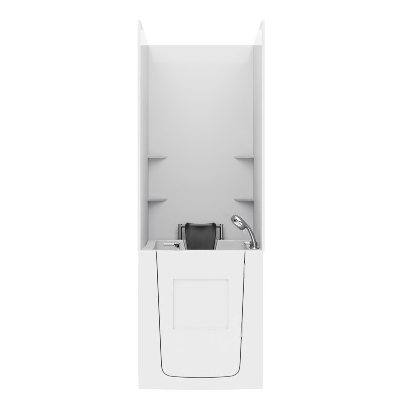 Tub'n Wall Series 32" x 37" Left Side Drain Soaker Bathtub in White with Matching Smooth Shower Wall Kit, Left