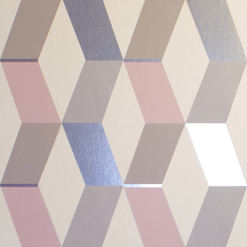 Rouleau de papier peint géométrique L 33 pi x l 20,5 po Atmore, Rose / Bleu