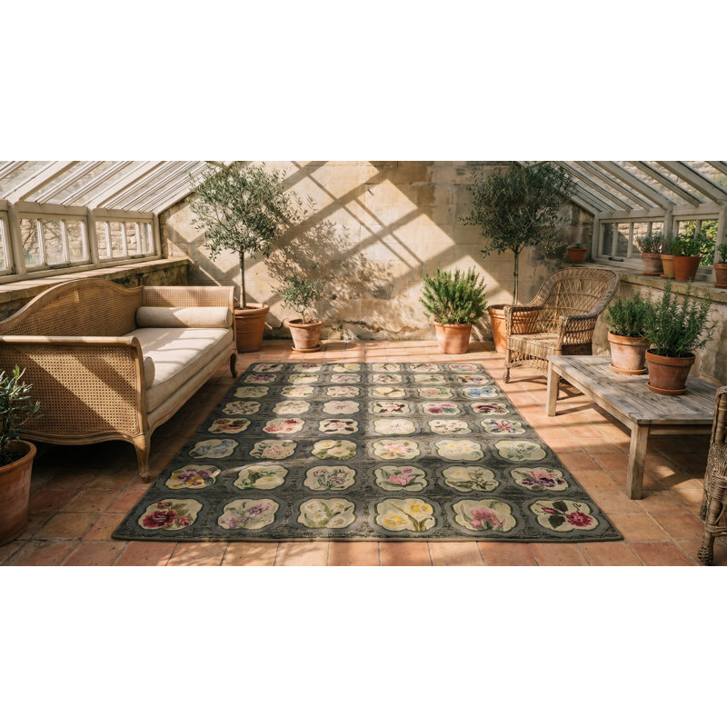 Tapis crocheté antique en laine et coton
