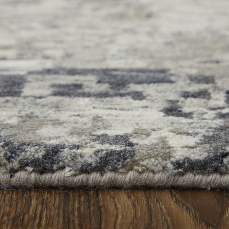 Tapis gris à motif abstrait moderne Taycen, Rectangle 9'6" x 13'6"