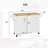 54" W Farmhouse Rolling Kitchen Island With Drop Leaf Rubberwood Top, Barn Door Design, White-1534033274