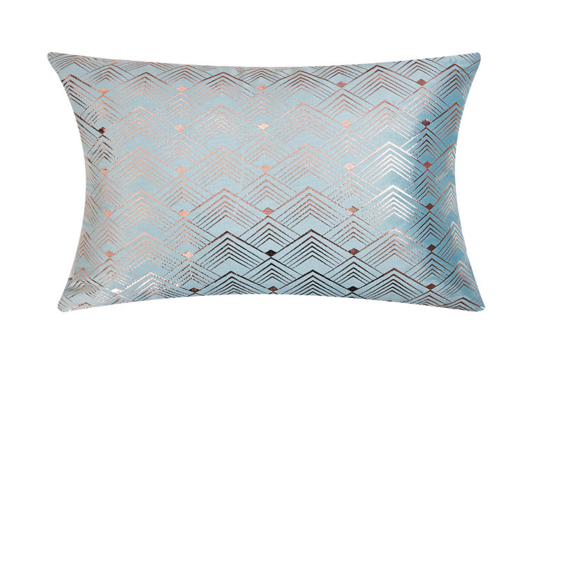 Housse et insert de coussin rectangulaire en velours Velvet Throw  Pillow Cover with Geometric pattern, Bleu
