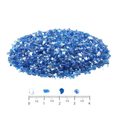 Fire Glass, 10LBS / 4.5KG High-Temperature Resistant Fireplace Rocks, 1/4-Inch / 6.35 mm Reflective & Smokeless Firepit Glass Rock, High Luster Stone Landscaping for Fire Pit Table, Cobalt Blue