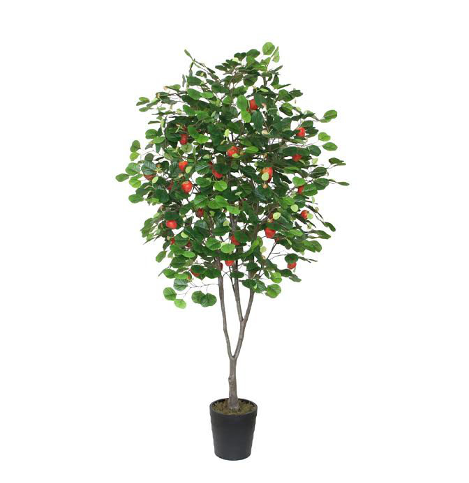 6.5' Green and Red Potted Artificial Apple Tree