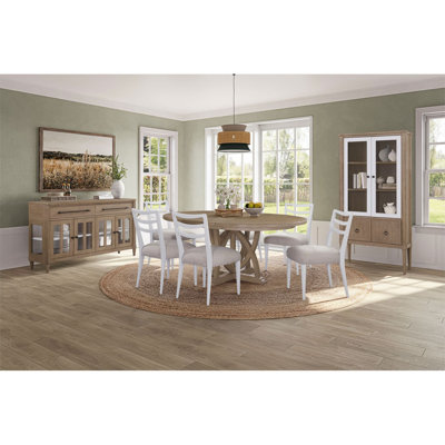 Table ronde extensible avec 4 chaises blanches Ladderback