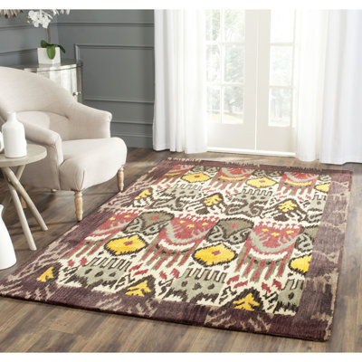 Kline Hand-Tufted Wool Grey/Red/Yellow Area Rug