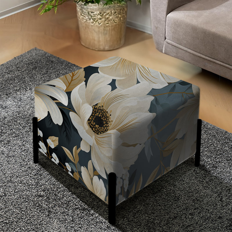 Blanc Begonia Botanicals Collage - repose-pieds carré floral