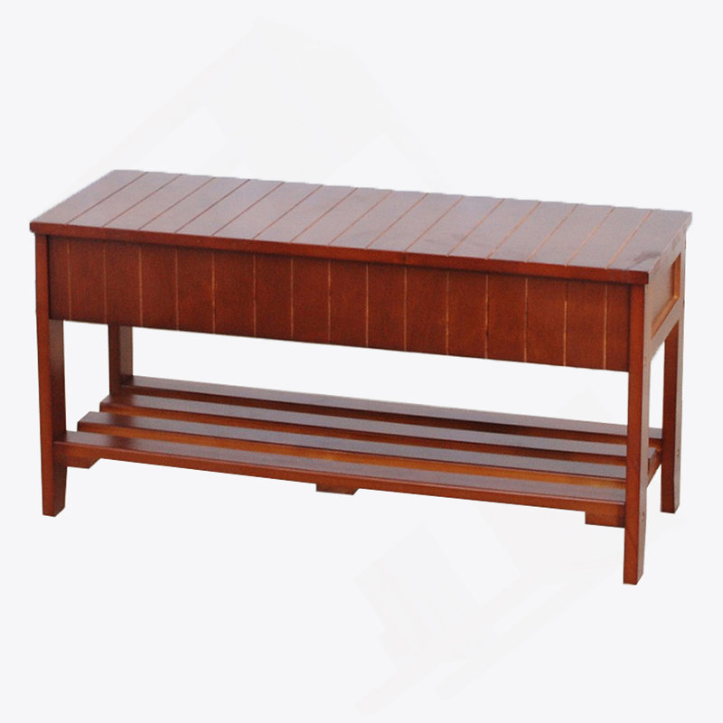 Quality Solid Wood Shoe Bench With Storage, Cherry