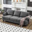 83 po, classique, trois places, pieds en bois massif, sièges à ressorts ensachés, coussins amovibles beiges style américain de 83 po avec sièges et espace de rangement sous le siège-413586327
