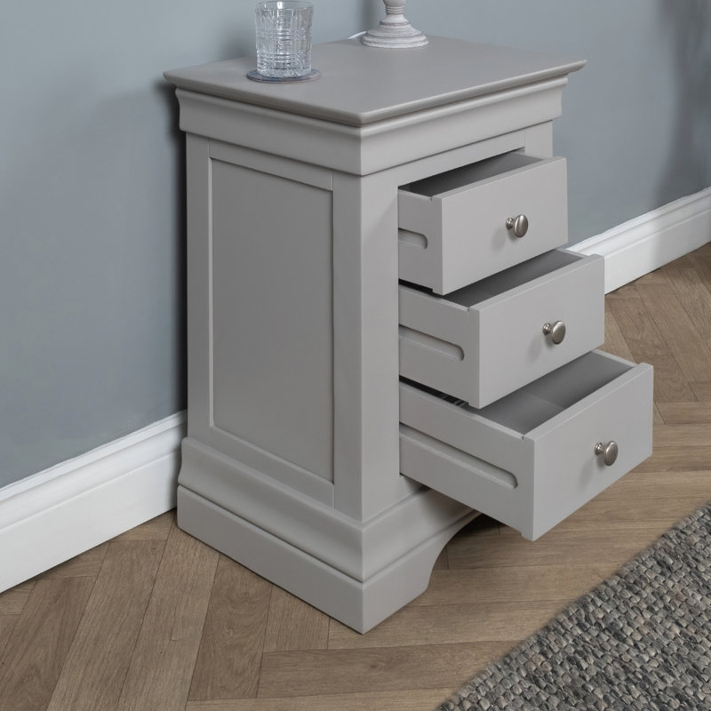 Doonfin 50cm W Solid Wood Bedside Table, Grey