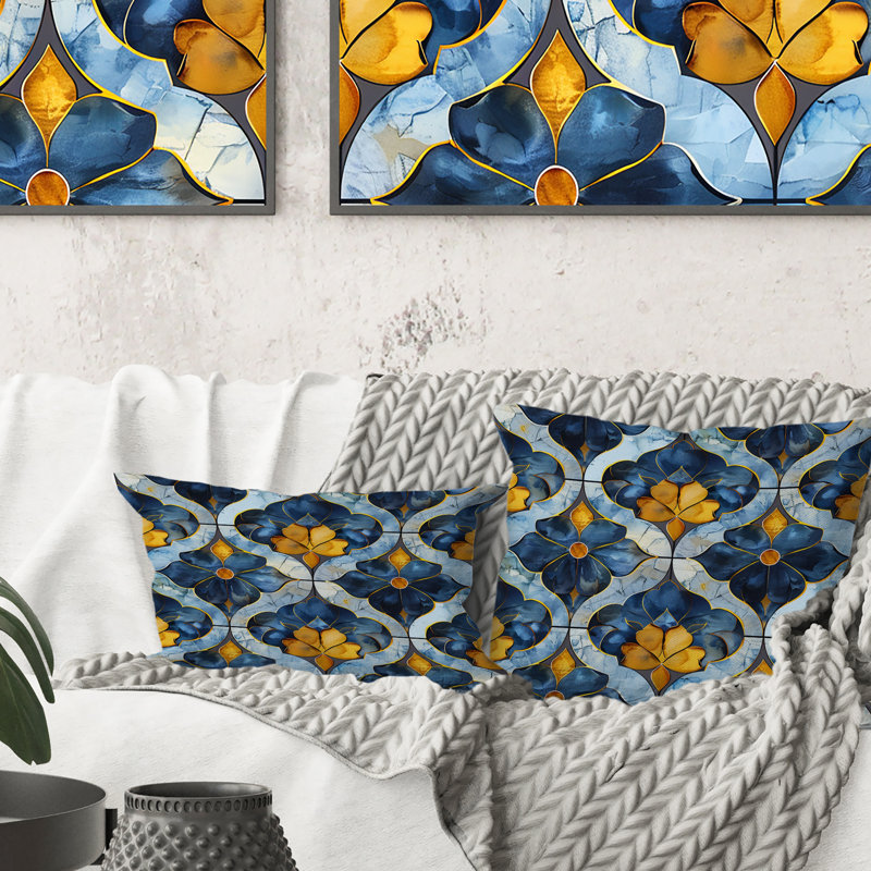 Motif lombaire bleu à motif quadrilobe II - moderne
