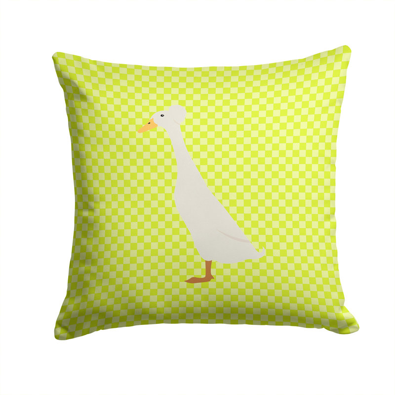 Coussin extérieur carré à damier de canard, Vert, 14 po x 14 po