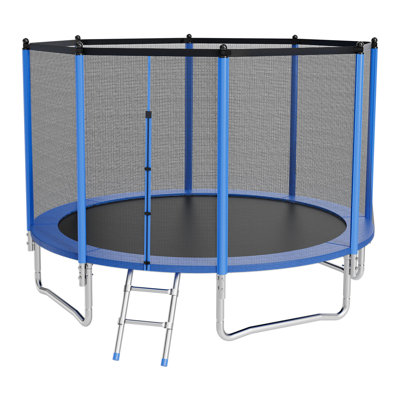 Trampoline d'extérieur de 12 pi avec enceinte sécuritaire, certifié ASTM, conception durable, limite de poids de 400 lb, trampoline récréatif résistant à la rouille pour le plaisir dans la cour