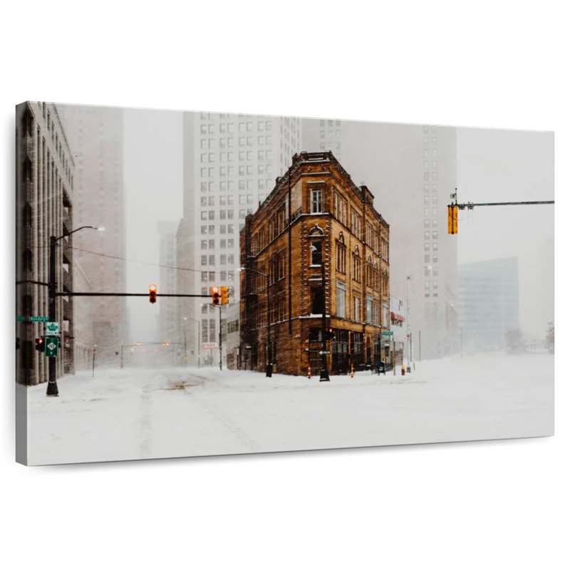 Ravi Detroit In Winter, 24" H x 36" W
