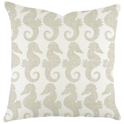 Seahorse Cotton Blend Reversible Throw Pillow