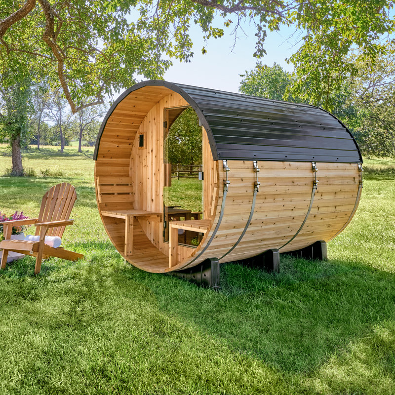 Sauna extérieur en cèdre traditionnel pour 4 à 6 personnes avec porche, chaufferette électrique 9 kW, contrôle Wi-Fi, lumières DEL Backyard Discovery Paxton