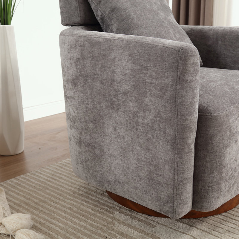 Fauteuil demi-tonneau pivotant en chenille, Gris