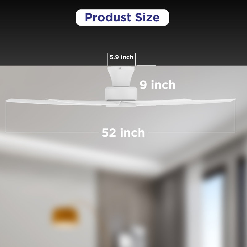 52-inch Elvert Flush Mount Ceiling Fan with LED Lights, White