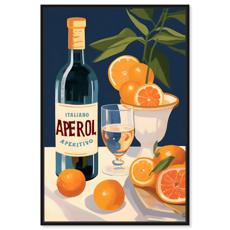 Art mural «Aperol Drink Drinks and Spirits» par Art Remedy, Cadre noir, H 25 po x l 17 po