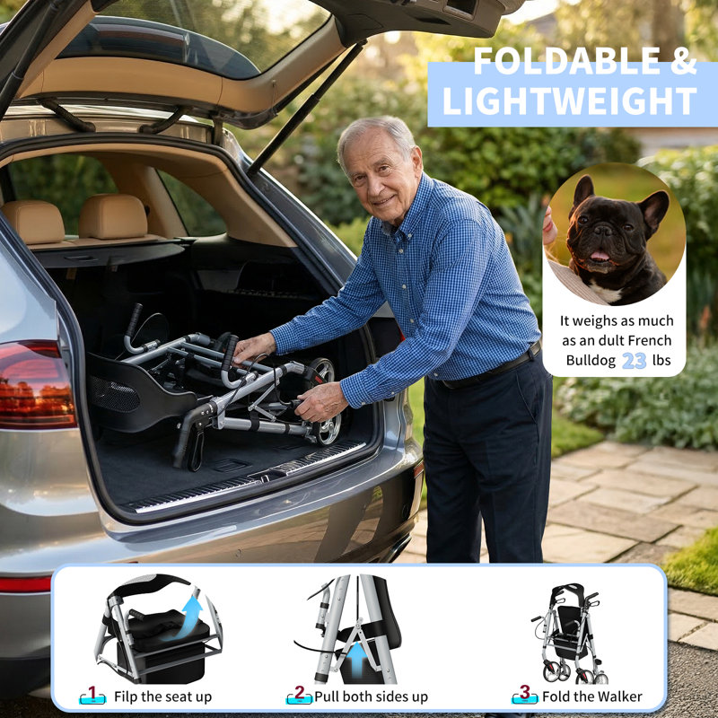 2 In 1 Rollator Walker, Gray