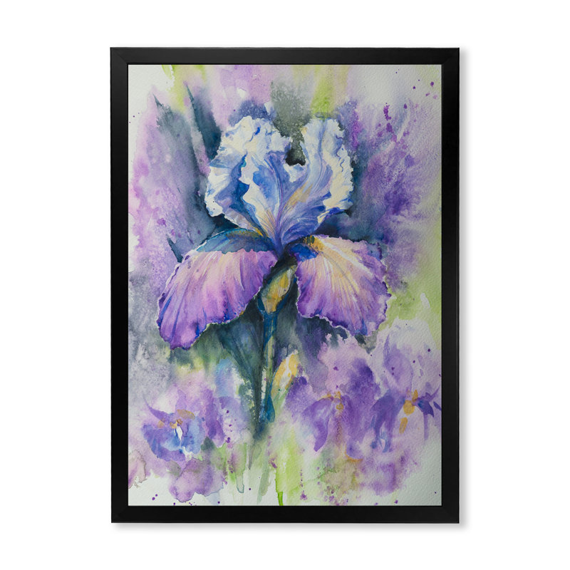 «Abstract Blue Iris Flower», reproduction d'art sur toile traditionnelle, Toile avec cadre photo noir