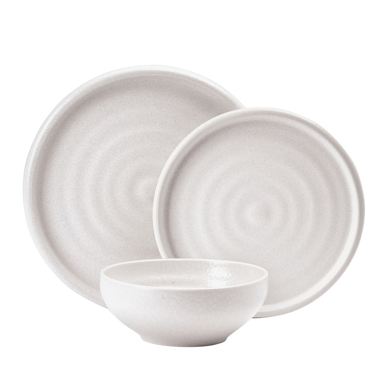 Mikasa Declan Stoneware Dinnerware Set, 12 Piece, Service For 4, Cream