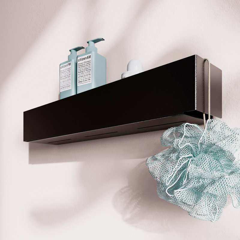 Wall Mounted Floating Shelf for Bathroom & Kitchen, Minimalist Organizer Style, Shampoo Holder, Soap Holder Shelf, No-drill or with Screw Mount