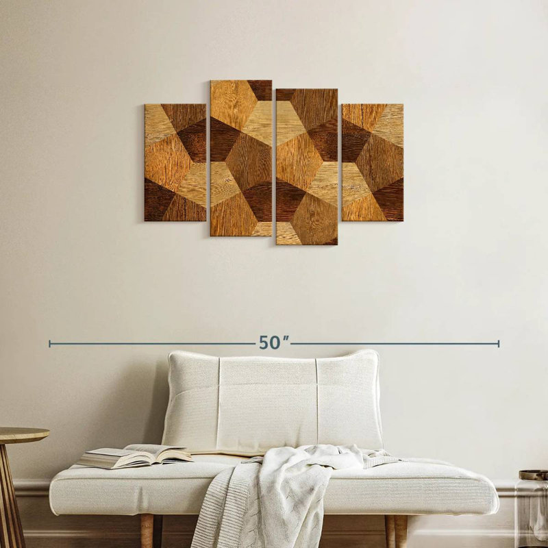 Décoration en bois abstraite Avery, H 22 po x l 36 po