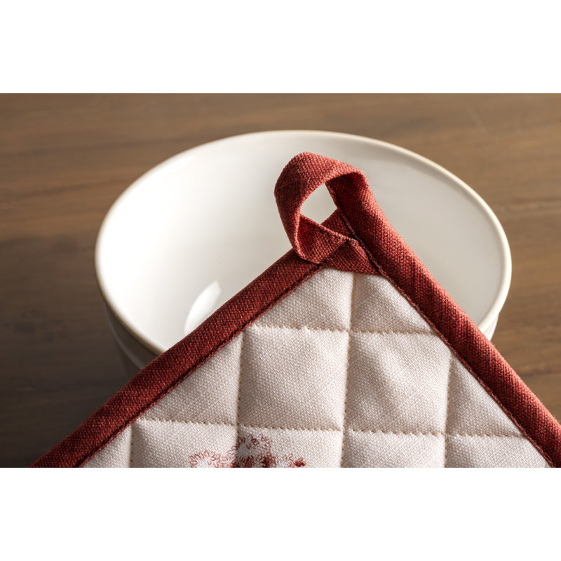 Maison d'Hermine Holy Jouy - Gant de cuisine + manique 100 % coton rouge - 7,5 po x 13 po et 8 po x 8 po, Rouge