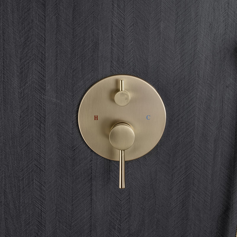 Système de douche complet avec valve brute, Doré brossé