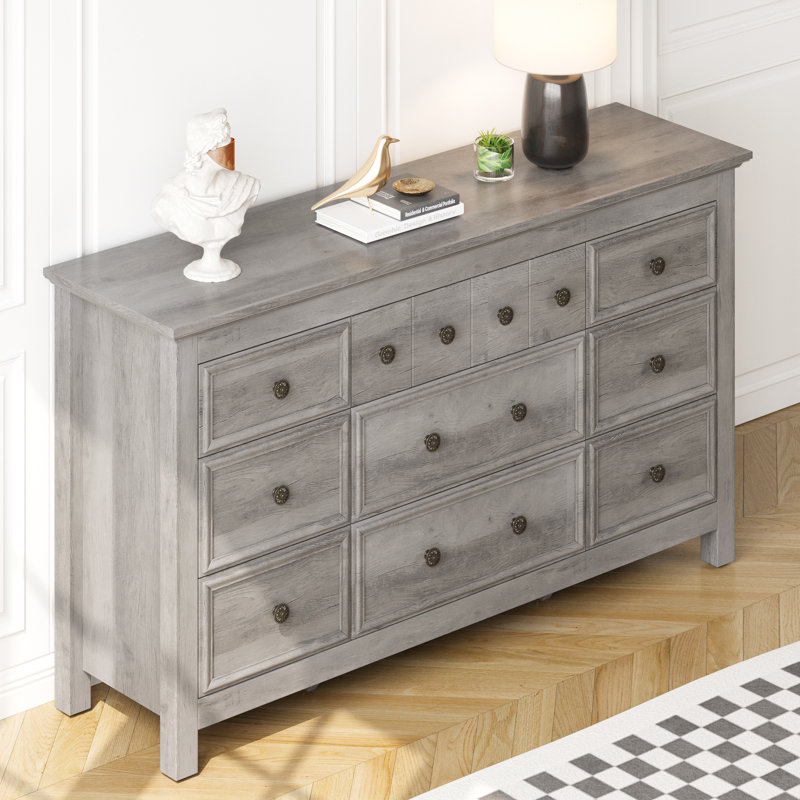 Meuble télé avec commode 9 tiroirs, commode avec l 58,3 po Red Barrel Studio®, Gris