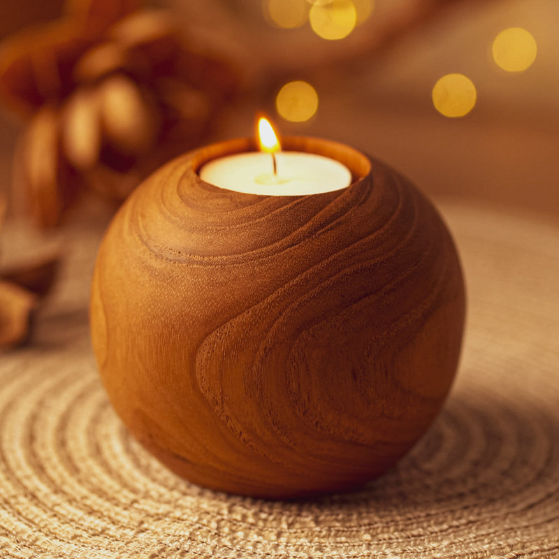 4'' H Wood Tealight Holder