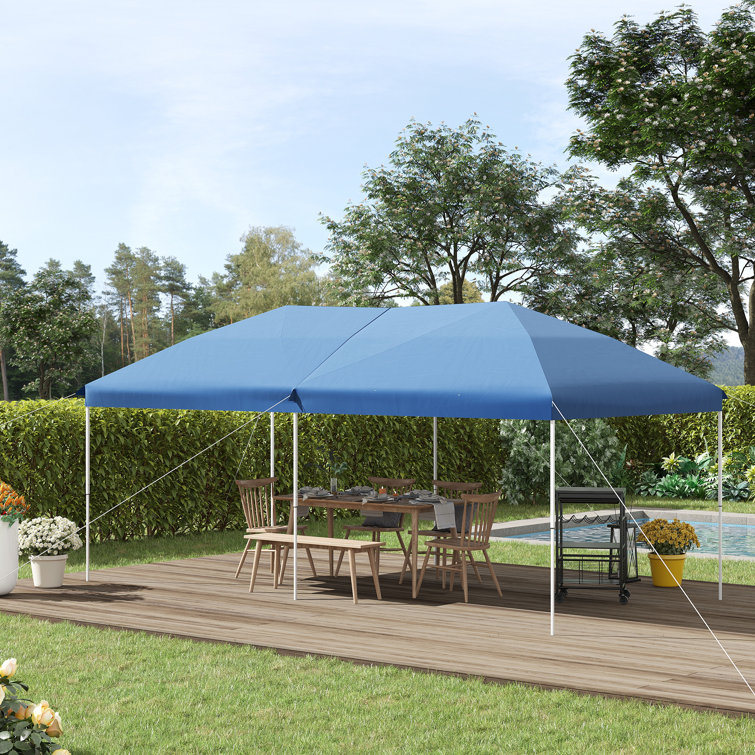 Outsunny 10' x 19' Pop Up Canopy with Easy Up Steel Frame, 3-Level Adjustable Height and Carrying Bag, Sun Shad, Party Tent for Patio, Backyard