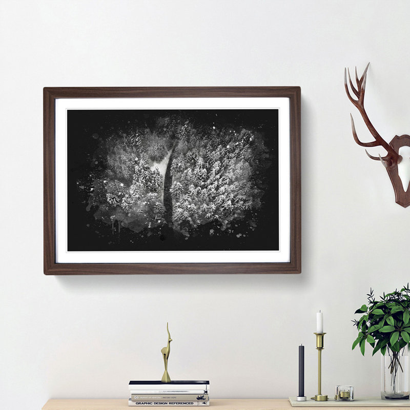 In a Winter Forest - Picture Frame Graphic Art Print, Walnut Framed, 33cm H x 45cm W x 2cm D