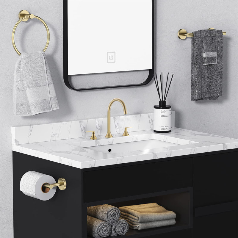 Brass Widespread Bathroom Faucet With 360° Swivel Spout, Pop-Up Drain & Supply Lines (4"-16" Adjustable Centers)