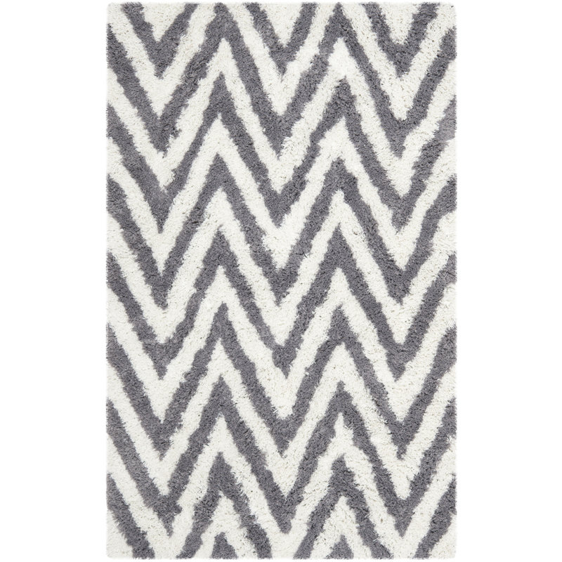 Helenie Shag Hand Tufted Performance Chevron Rug, Rectangle 4' x 6'