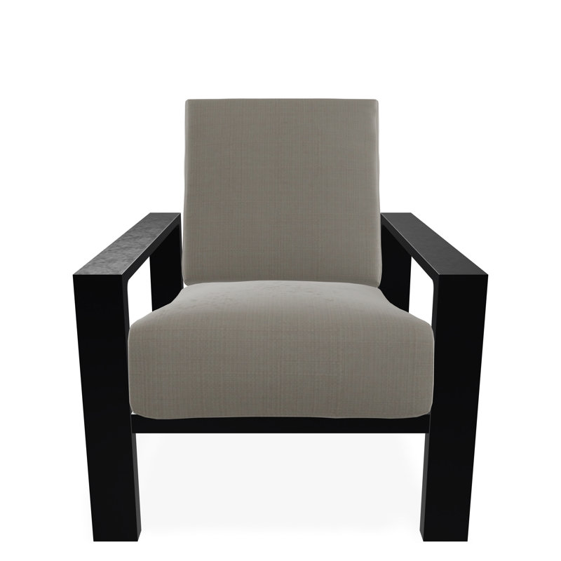 Larssen Deep Seating Cushion Arm Chair, Black, Stone Linen
