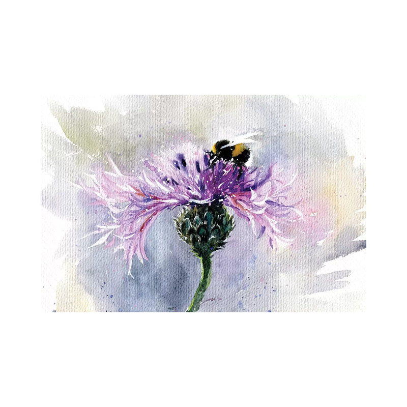 Bumblebee On A Flower by Marina Ignatova - Wrapped Canvas Painting, 20.32 cm H x 30.48 cm W