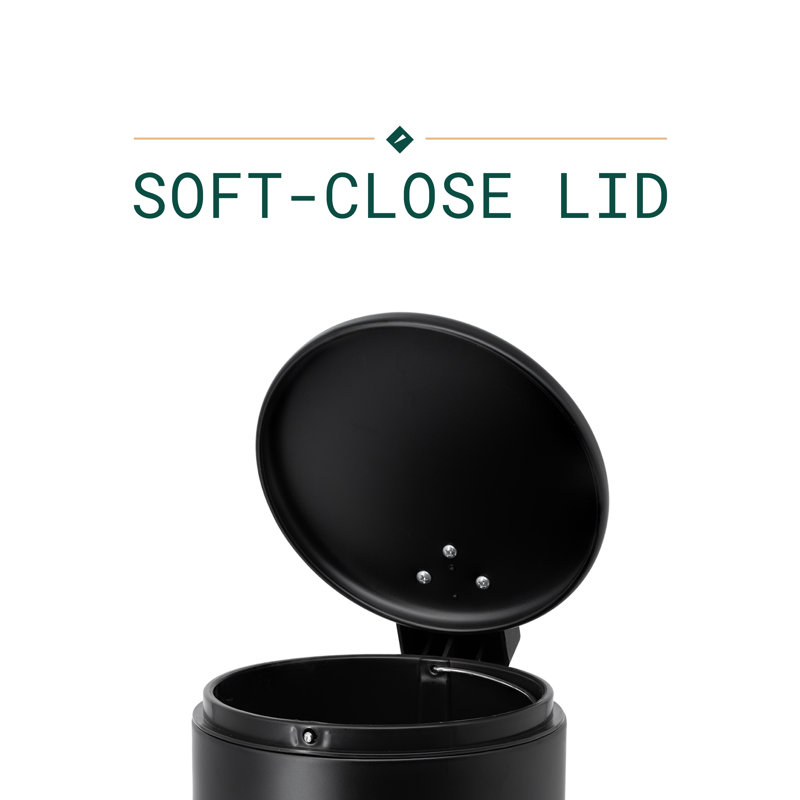 Matte Black Stainless Steel Round Pedal Trash Can