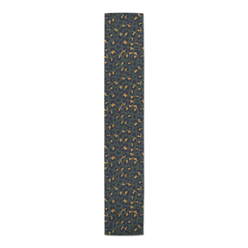 Dunihue Animal Print Cotton Blend Table Runner, Green, 90" L x 16" W