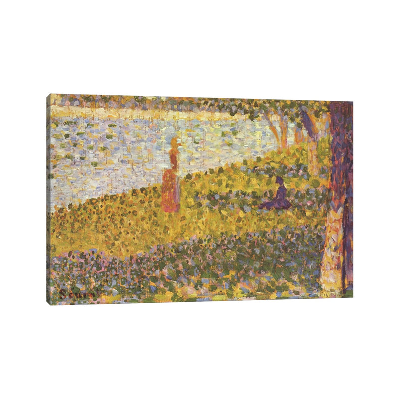 Women On The River Bank (Femmes Au Bord De L'eau) 1886 by Georges Seurat - Wrapped Canvas Print